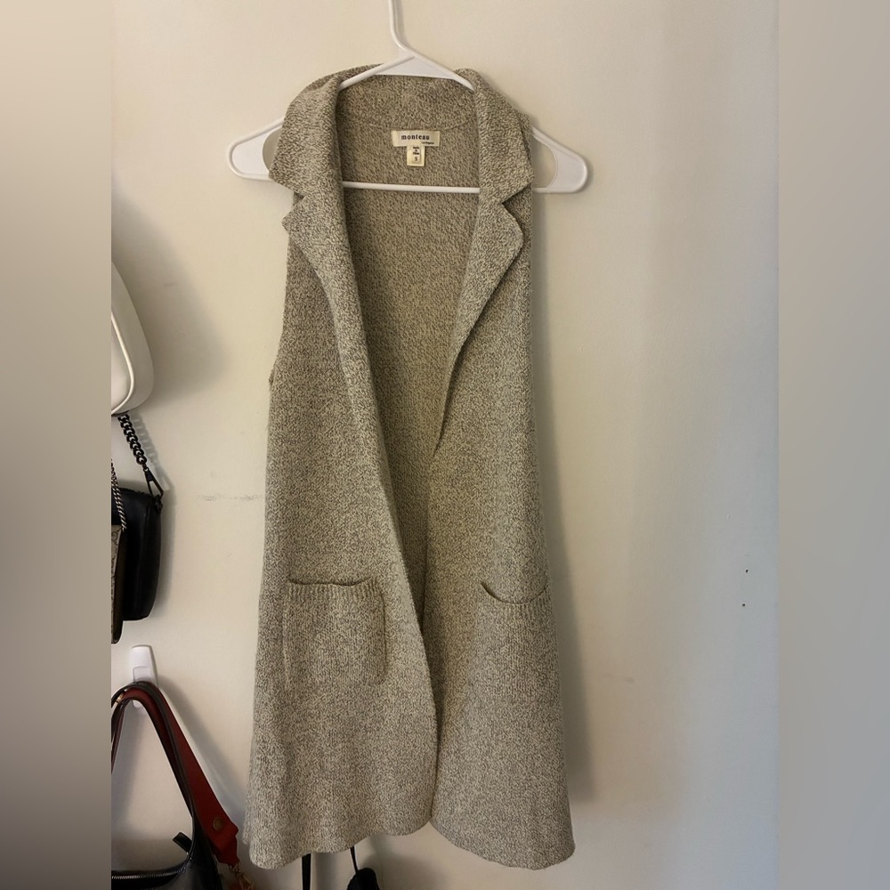 Monteau Textured Knit long Vest